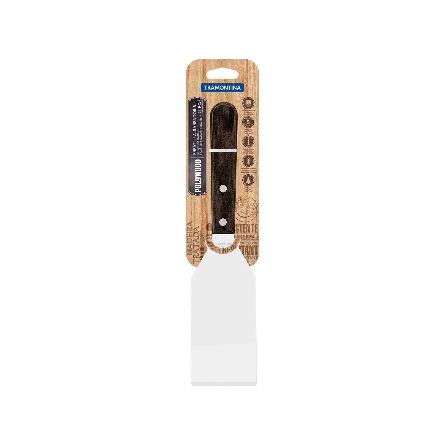 Tramontina Burger Spatula / Scraper with Wooden Handle – South Wales Barbecues