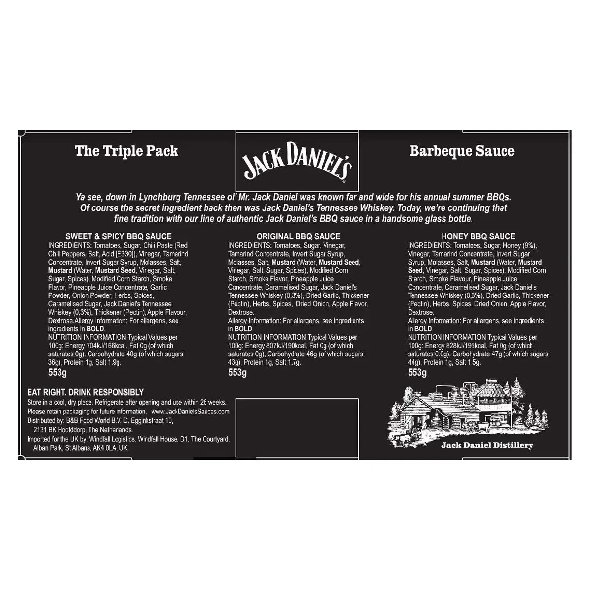 Jack Daniel's BBQ Sauce Triple Pack 3 x 553g