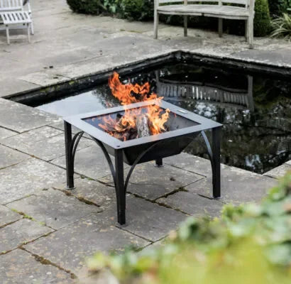 Firepits UK Box D Fire Pit with Two Swing Arm BBQ Racks