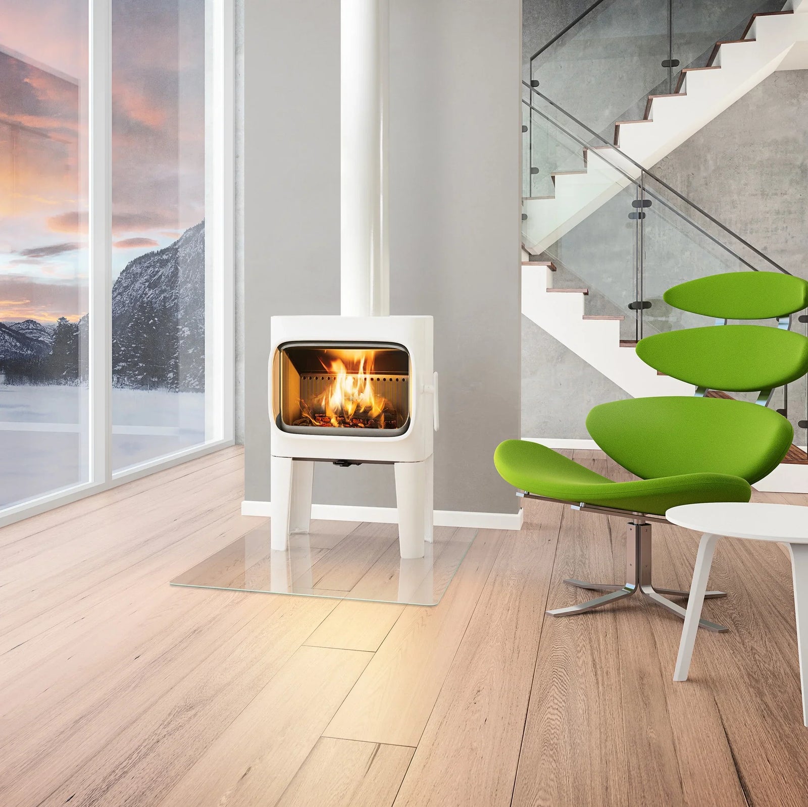 Jøtul F 305 R Long Legs Wood Burning Stove White Enamel