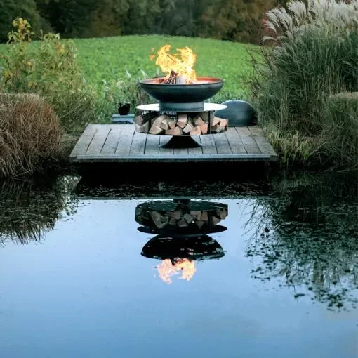Firepits UK Ring of Logs 90cm Fire Pit with Swing Arm BBQ Rack