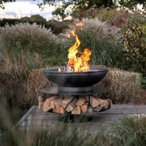 Firepits UK Ring of Logs 90cm Fire Pit with Swing Arm BBQ Rack – South Wales Barbecues