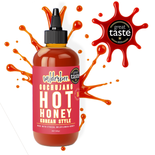 A bottle of WilderBee Gochujang Hot Honey