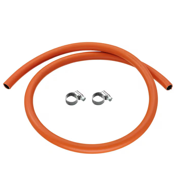 Orange gas hose with 2x gas hose clips