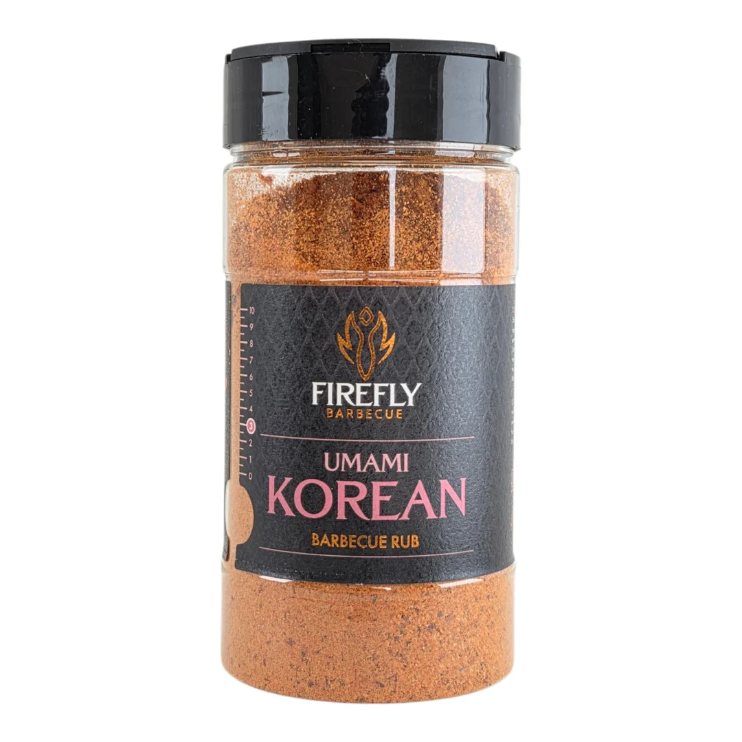 Jar of Firefly Barbecue Umami Korean Barbecue Rub on a white background