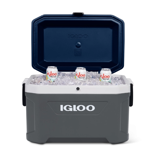 Igloo cooler with bottles of beer on a white background