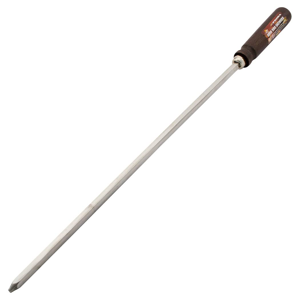 PRIMA Stainless Steel skewer with a wooden handle on a white background