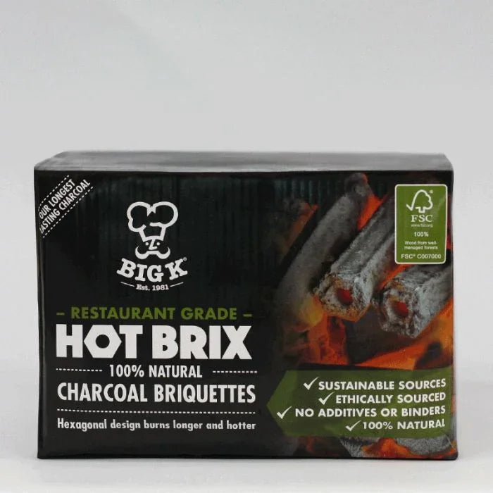 Big K Restaurant Grade Hot Brix Charcoal Briquettes 5kg – South Wales Barbecues