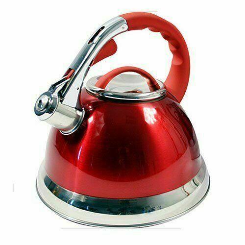 PRIMA Red and Chrome Stainless Steel Whistling Kettle 3.5L – South Wales Barbecues