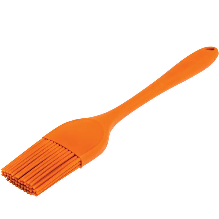 Orange Traeger silicone brush on a white background